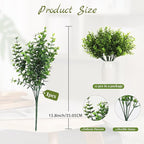 RECUTMS Artificial Boxwood Stems Fake Plant 12 Large Pieces, Faux Farmhouse Greenery Shrubs to Brighten up Your Wedding Home Kitchen Garden Patio Yard Indoor Outdoor Decor(Eucalyptus)