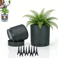 GreenShip Planter Set of 2 (13.7" & 11.8") – Dual-Use Self-Watering or Traditional Indoor Cylinder Flower Pots with Saucers & Side Drainage – Durable Lightweight Clay & Resin Blend