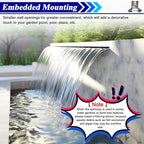 Stainless Steel Waterfall Spillway Kit - Straight Spout Fountain for Pool, Garden & Backyard Water Features - Enhance Outdoor Aesthetics & Relaxation
