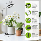 Kullsinss Grow Lights for Indoor Plants, 80 LEDs Full Spectrum Plant Light for Indoor Growing with 2 Mounting Options, 6/12/16H Timer, 3 Spectrum Modes, 37 in Height Adjustable Desk Grow Lamp (Black)