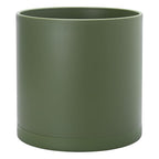 D'vine Dev 14 Inch Plastic Planter Pots for Plant Pot with Drainage Hole and Seamless Saucers, Olive, 74-X-I-4
