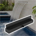 Custom Heavy-Duty Stainless Steel Waterfall Spillway Box - 47.2" Outdoor Water Feature for Patios, Fish Ponds, Backyard Landscaping & Pool Overflow, Durable Black Design