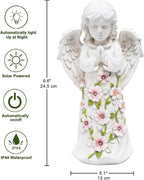 Nacome Garden Outdoor Statues Angel with Succulent and 7 LED Lights – Lawn Decor for Patio, Balcony, Yard Ornament for Mom Grandma Women