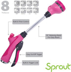 65103-AMZ Sprout 8-Pattern 15" Watering Wand and QuickConnect Product Adapter Amazon Bundle, Raspberry Red