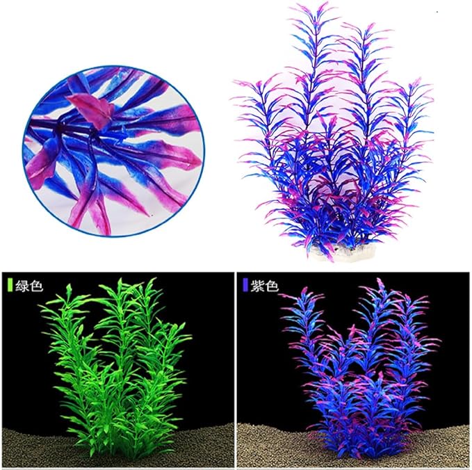 2 pcs Aquarium Decor Plastic Plants Extra Large 21 Inches Artificial Fish Tank Plants Tall Fish Tank Decorations Artificial Green Water Plants (Purple)
