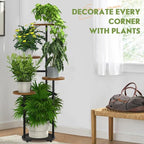 TOSKING 5 Tier Thickened Metal Plant Stand Indoor,Plant Shelf, Corner Shelf, Flower Pot Stand for Multiple Plants, Indoor Plants Tiered Stand for Living Room Balcony Garden Patio Bedroom (Black and Brown, 42in)
