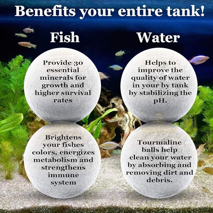 SunGrow Tropical Fish Water Conditioner Balls, Gray Stones for Freshwater Tank and Community Aquarium, Calcium-Enriched for Active Fish, 10 Balls per Pack
