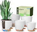 Self-Watering Pots for Indoor Plants with Visible Water Window,5/6/6.5/8/10 Inch Outdoor Flower Pots with Drainage Holes & Reservoir for Patio, Home Decor (White)