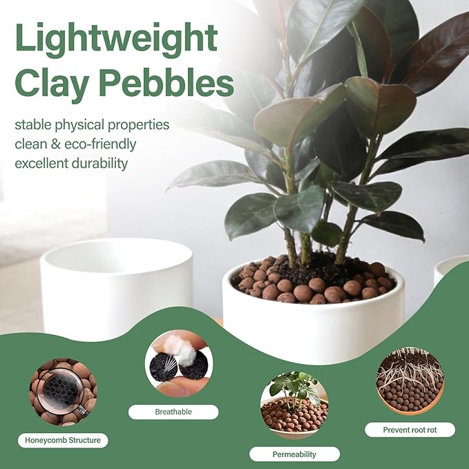 Halatool 2 LB Expanded Clay Pebbles for Plants 4mm-16mm Clay Balls 100% Organic Hydroton Leca Balls for Indoor Plants Hydroponic Growing Gardening Orchids Drainage Decoration Aquaponics