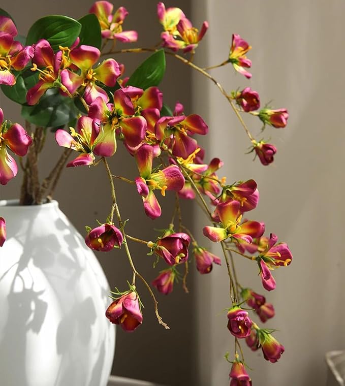 Artificial Flower Decoration Orchid Realistic high-end Bionic Flower Living Room Artificial Flower Living Room TV Cabinet Decoration Ornament Retro Fake Flowers (Red 1 Stick)