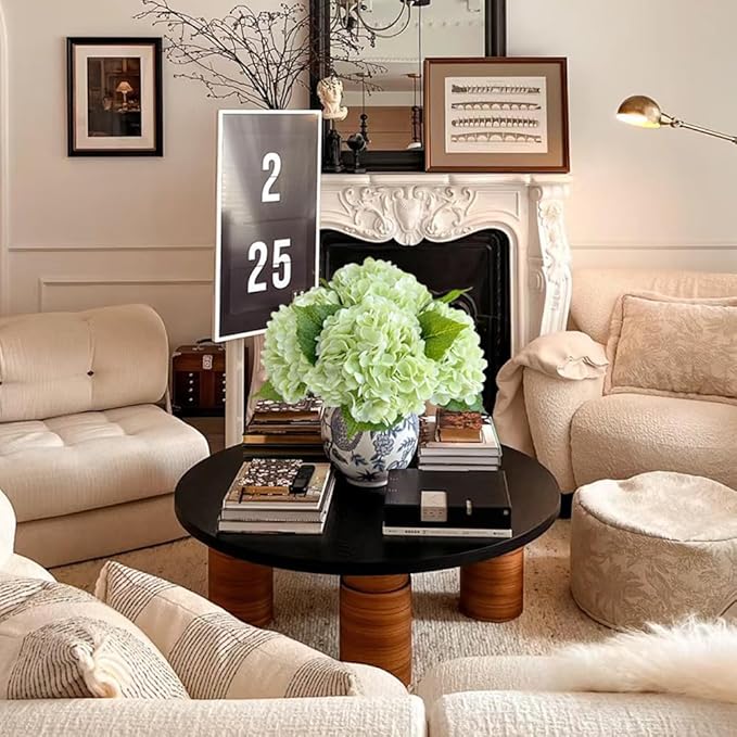 ZYTUYO 4 Pcs 21 inches Real Touch Light Green Artificial Hydrangeas Flower Lifelike Realistic Latex Hydrangeas Faux Flower for Home Decor Kitchen Living Room Table Wedding Arrangement