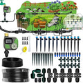 Drip Irrigation System with Water Timer for Garden,Main ID 1/2inch 16.5Ft and 1/4inch 96Ft Water Hose, Watering System Sufficient Water Pressure, Irrigation Dripper Waterflow Evenly Easy DIY
