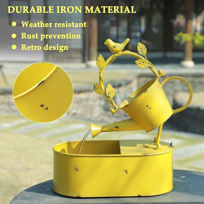Metal Solar Water Fountain with Backup Battery,Outdoor Bird Bath Fountain,Solar Fountain Bird Bath for Garden, Patio & Yard Decor,Solar Powered Water Fountain Working at Night for at Least 6 Hours