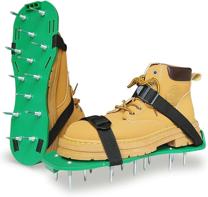 Lawn Aerator Shoes with Adjustable Straps - for Lawn Aeration or as Screed Shoes - Lawn Aerator Shoes as Perfect Aerator Lawn Tool - Large