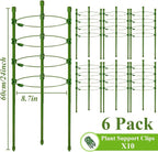 Legigo 6 Pack 24 Inch Plant Support Cages Tomato Cage for Garden- Plant Cages Adjustable Rings, Tomato Plant Support Stakes Trellis for Pots, Peppers, Cucumbers and Flowers with 10 Plant Clips