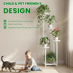 TOSKING 5 Tier Tall Plant Stand Indoor Outdoor,Anti-Tip Plant Stand indoor, Wide Base for Pots, Child and Pet Friendly,Heavy Duty Corner Shelf for Plants & Decor, Space Saving ,Tiered Metal Flower Pot Stand for Balcony, Garden, Living Room, Patio (Whit...