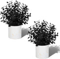 Taybonds 2 Pack Black Fake Eucalyptus Plants Potted, Small Artificial Plants in Marble Ceramic Pots, Black Christmas Decor for Shelf Desk Office Bathroom, Gothic & Minimalist Winter Home Decoration