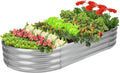 Rakukiri Raised Garden Bed GRS Certified Galvanized Planter Box Outdoor, 6.5ft Oval Rot-Resistant Metal Garden Bed Planter, Recycled Material Planter for Vegetables Flowers Herbs (Silver)