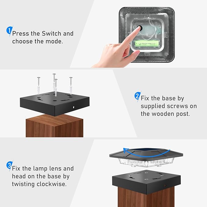Peasur 4x4 Solar Post Cap Lights Outdoor RGB Color Changing, 4 Pack LED Post Top Light Solar Powered Waterproof, Fence Deck Lighting for Wood/Vinyl Posts for Outside Porch Yard Railing