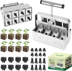 BlumWay Upgraded Soil Blocker, 8 Cell Seed Blocker 2 inch Quad Soil Block Maker Manual with 3 Types of Seed Pins,Hand-held Soil Blocking Tool for Seed Stater Tray Outdoor Plants