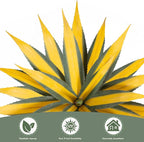 Artificial Green Edged Gold Leaf Spiny Agave Plant with 23 Leaves, 31.49in Faux Agave for Indoor & Outdoor Home Decor Perfect for Porch Living Room Bedroom, Patio & Office