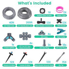 240FT Quick-Connect Drip Irrigation System, Garden Watering System 1/4" & 1/2" Fast-Lock Tubing, Adjustable Nozzles Emitters for Outdoor Raised Garden Beds,Greenhouse, Lawn, Patio
