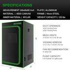 MELONFARM 4x4 Grow Tent, 48"x48"x80'' High Reflective 600D Diamond Mylar Canvas with Observation Window and Floor Tray for Hydroponic Indoor Plant Growing
