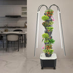 Hydroponic Growing System Herb Garden, 40 Pods Smart Indoor Gardening System w/Grow LED Light Full Spectrum & Water Circulation, Hydroponic Tower Plants Germination Kit for Herbs, Vegetables (Grey)