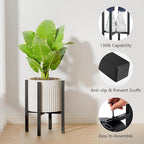 Linpla 2-Pack Adjustable Metal Plant Stand Indoor Outdoor - Fits 8 to 12 Inches Pots - Mid Century Modern Planter Stand Black Flower Pot Holder Home Decor for Gardening Gifts
