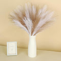 SeptCat 60 Pcs Pampas Grass Decor 21.7" Fluffy Faux Short Brown White Pampas Grass Artificial Small Pompas Grass Flower Vase Filler for Home Wedding Decoration