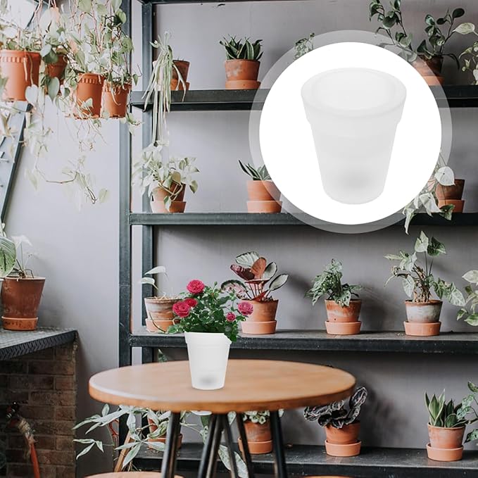 Happyyami Solar Powered Flowerpot Glow in The Dark Planters Led Planters Pots Outdoor Lighted Tiny Flower Pots for Garden Decor