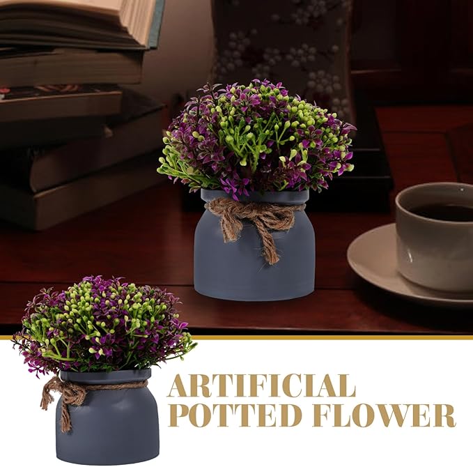 STOBAZA Artificial Flower Bonsai Decoration Realistic Faux Potted Orchid Plant for Home Greenery for Shelf Table Desk Decor Lotus Color