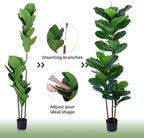 Artificial Fiddle Leaf Fig Tree 5FT Faux Fiddle Leaves Fig Tree Artificial Plants in Pot for Indoor Outdoor Fake Tree Plants