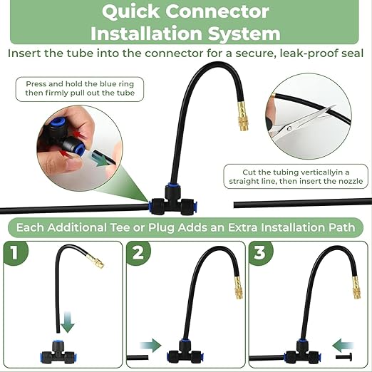 230FT Drip Irrigation System for Garden: 40 Nozzles 1/4" PE Tubing Automatic Watering Kit Adjustable Misting Sprinkler Mister Hose for Water Plants Tape Raised Beds Lawn Outdoor Yard Greenhouse