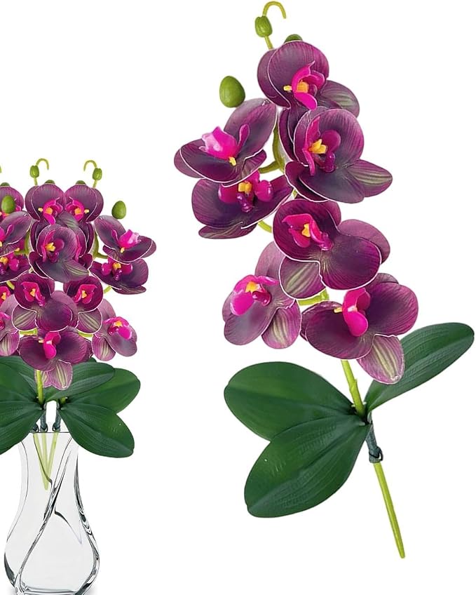 Fake Flowers, Elegant Realistic Design, PP, Orchid Decor Vase, Silk Bloom Arrangement, Long-Lasting, for Home, Bedroom, Bathroom, Living Room, Office