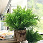 CATTREE Artificial Fern Shrubs, Plastic Boston Leaves Bushes Green Grass Fake Plants for Indoor Outdoor Garden Verandah Kitchen Office Party Table Centerpieces Wedding Christmas Decoration - 4 Pack