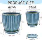 5+6 inch Ceramic Plant Pots Set of 2 with Drainage Hole, Flower Pots Planters Pots for Indoor Plants, Flower Pots for Indoor/Outdoor Plants - Succulent, Snake Plant, Money Tree, Basil Planter
