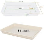 VUWEZ Rectangle Plant Tray, Plant Drip Tray, Plant Pot Saucers, Plant Germination Trays, Plant Saucers, 14.5'' x 11'' x 1.5'' (4 pack), Beige