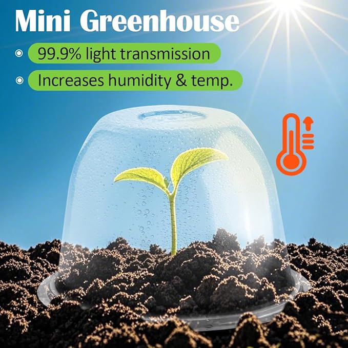 10" D × 6.7" H Plant Protectors from Animals, Garden Cloches for Seedlings Nursery Pots, Durable Humidity Domes with Ventilation Holes, Clear Plant Covers, Mini Greenhouse for Plants 10-Pack