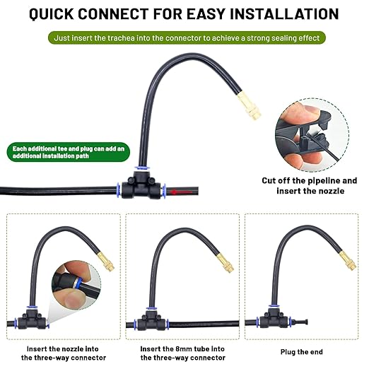 Thiswing 360° Adjustable Drip Irrigation System - 66 FT Garden Watering System with 22 Nozzles, Raised Bed Sprinkler System, Garden Mister for Yard, Lawn, Plants, 5/16" Tubing