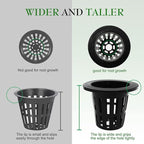 100 Pack 2 inch Net Pots Hydroponics Supplies Cups, Round Wide Lip Design Orchids Aquaponics Garden Slotted Mesh Heavy Duty Net Pot with 20 Pcs Plant Labels