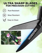 WORKPRO 6-Inch Pruning Shears, Sharp Gardening Scissors for Precise Cuts, High-Carbon Steel Plant shears with and Safety Lock, Garden Clippers for Cutting Flowers, Trimming Plants, Picking Fruits