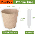 132 Pack Organic Peat Pots, 3.15 Inch Plant Starter Round Nursery Pot with Drainage Holes, Seedling Nursery Box, Seed Starting Tray, Bulk Garden Germination Paper Pulp Container with 132 Plant Labels