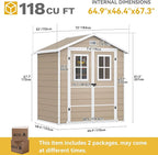DWVO Outdoor Storage Shed 6x4.4ft Plastic Garden Tool Shed with 2 Vision Windows, Double-Wall Outside Shed for Mower Lawn, Garden Tool for Backyard Lawn Patio, Lockable