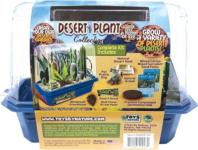 Toys By Nature Miniature Worlds Desert Oasis Succulent Terrarium Starter Kit - Complete Supplies for Fast Growth Rate! Fun & Easy Setup for Indoor Miniature Garden (Desert Plant Collection)