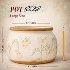 Vintage Ceramic Flower Pot - Indoor Outdoor Planters with Drainage Holes & Filter Screen, 9’’ Large Rustic Farmhouse Decorative Plant Pots for Garden/Patio/Balcony (Daisy Bouquets, Large)