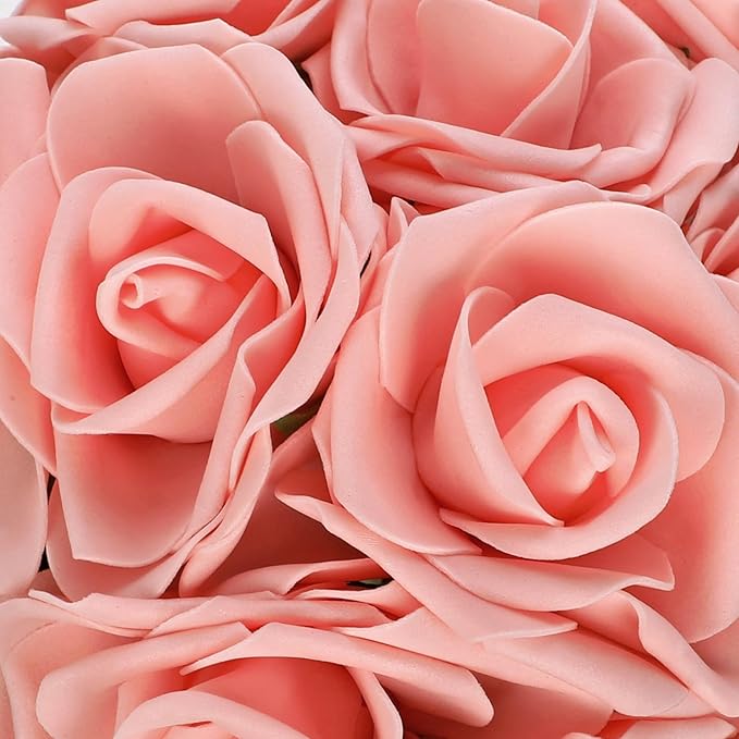 Hollyone 2Pcs Pink Roses Artificial Flowers in Vase Small Silk Fake Rose Bouquet Flowers Floral Arrangements with Glass Vase with Faux Water for Home Bathroom Office Table Centerpiece Decorations