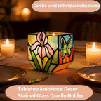 Handmade Tiffany Style Stained Glass Iris Planter, Decorative Succulent Pot with Drainage, Indoor Plant Pot for Home Decor, Unique Gardening Gift for Plant Lovers, Mom, Women