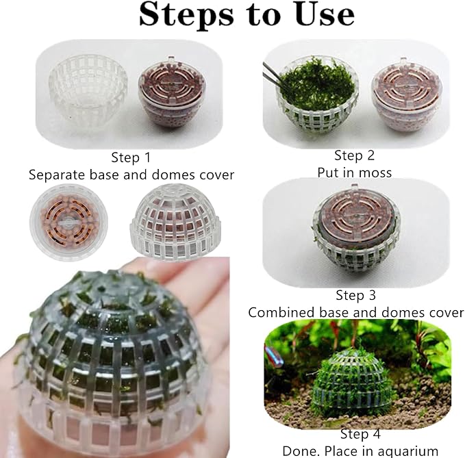 2 Pack Aquarium Moss Ball Holder Professional Plastic Moss Plant Holder with Hollow-Designed for Fish Tank Accessories
