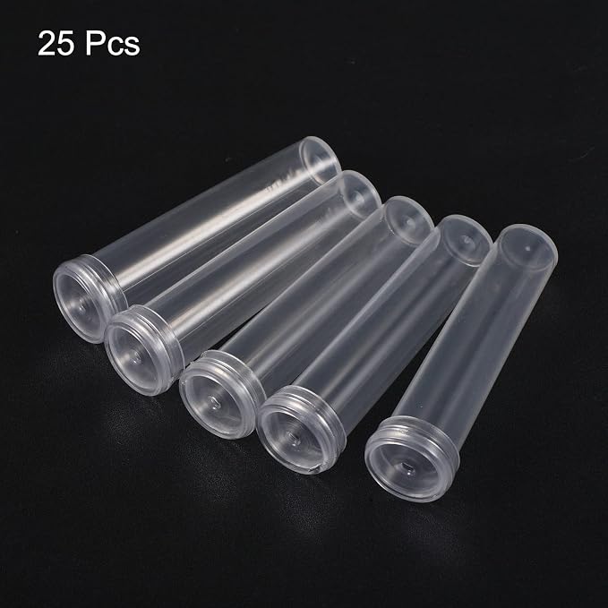 MECCANIXITY 25 Pcs Floral Water Tubes with Caps 2.8" Plastic Flower Vials for Fresh Plants, Flower Arrangements, Milkweed Cutting (Clear)